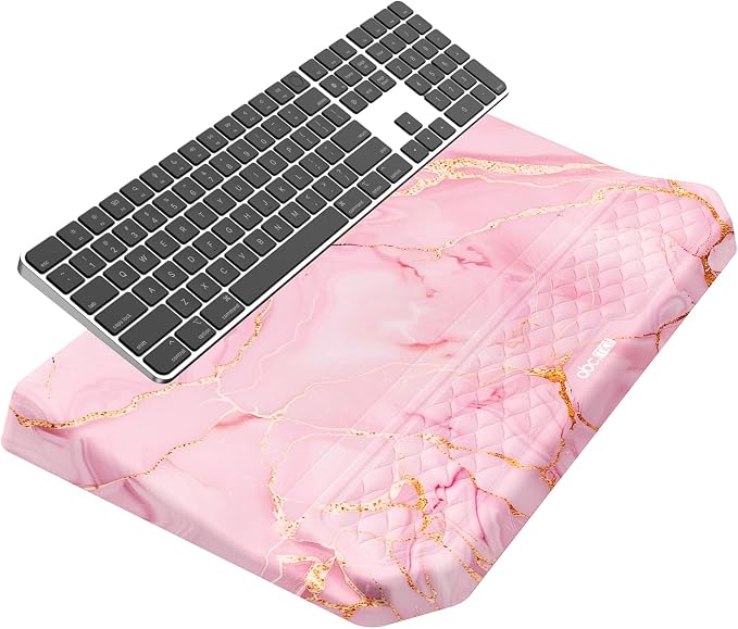 2-in-1 Ergonomic Keyboard Stand with Wrist Rest, Pink Marble by abcmat