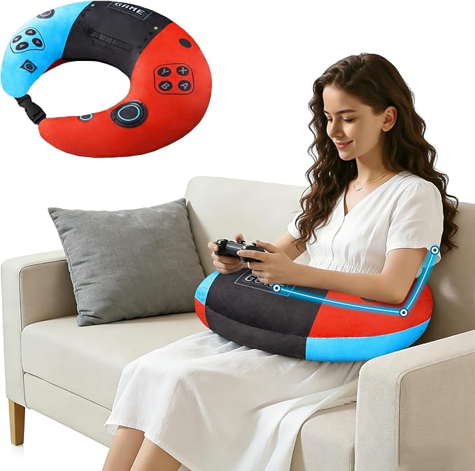 Crafting Pillow for Crocheting, Crochet Pillow for Lap Support, 12 Fun Print Styles, Ergonomic Arm Support, For Bed, Floor, Chair Comfort, Pain Relief and Fatigue for Gaming and Woking (Game ) by Unknown