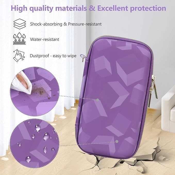 Supmay Carrying Case Compatible with CCTU / TEBIYOU Kids Handheld Games Preloaded 218 Retro Video Games, Portable Gaming Electronic Toys Storage Holder Travel Bag with Mesh Pocket, Purple(Cube) - Image 5