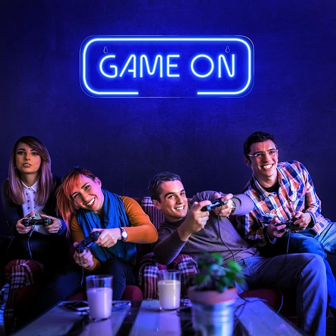 Kavaas Gaming Neon Sign, Game On Neon Sign for Game Room Decor - LED Game Neon Sign for Teen Boy Room Decor, Gamer Wall Decor - Best Gamer Gifts for Boys, Kids (Blue) - Image 6