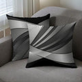 2pcs Modern Abstract Decorative Throw Pillow Cover, Black and Gray Geometric Pattern, Contemporary Home Decor Cushion Case，18x18 Pillows Linen Pillowcase by Unknown