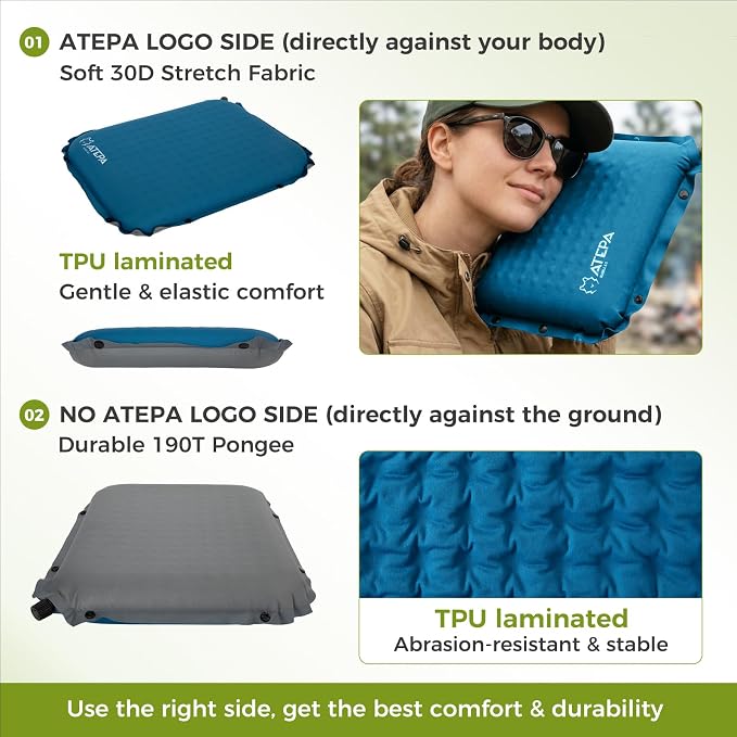 ATEPA Inflatable Seat Cushion | 2" & 2.5" Foam Core Seat Pad, Compact, Stadium, Airplane, Travel, Camping, Hiking, Sports Events, Self Inflating - Image 7