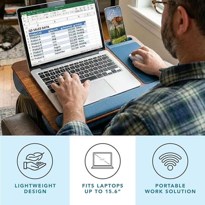 LAPGEAR Home Office Pro Lap Desk - Espresso Blue, Fits 15.6” Laptops - Image 2
