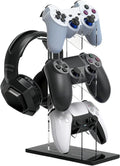 Controller Stand 3 Tiers, Universal Controller Holder Headphone Stand, Headset Holder, Acrylic Controller Display Stand Compatible with Xbox, PS5, PS4, NS - Ideal Desk Mount for Gamers,Black by TOMAIDA