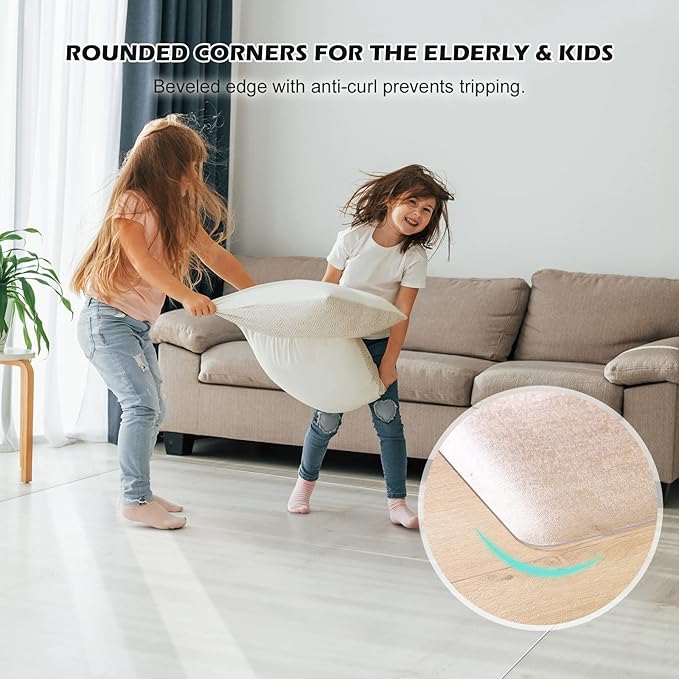 0.08" Thicker Chair Mat for Hard Floors, tixpol 48" x 60" Office Chair Mat for Hardwood Floors, Non-Slip Hard Floor Protector Desk Mat for Home, Vinyl Floor Mat for Kids, Pets - Not for Carpet (Clear) - Image 6