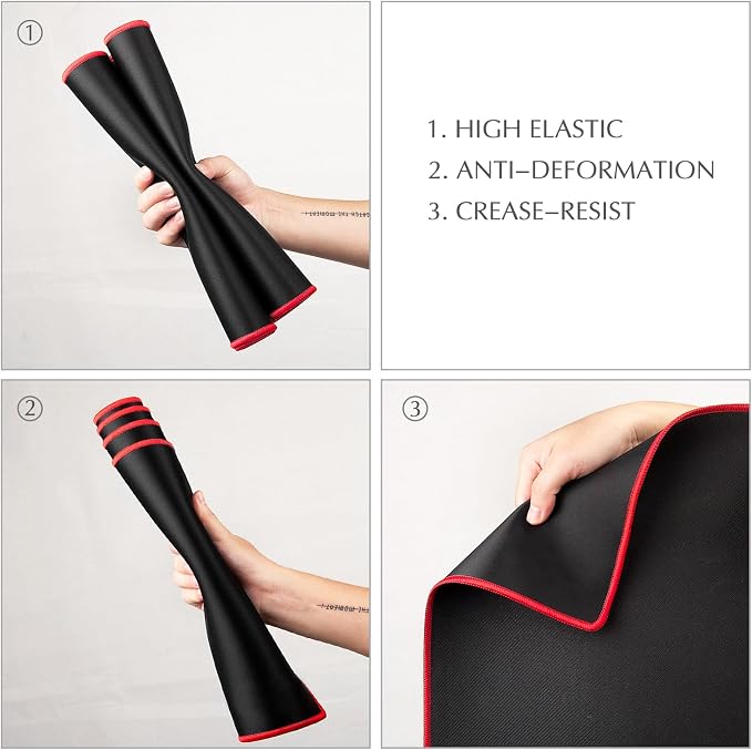 JIALONG Extended Gaming Mouse Pad Keyboard Desk Mat for Gaming & Office | XXL large size; non-slip rubber base; red stitched edges；smooth mouse control; fit for gaming & office use - Image 4