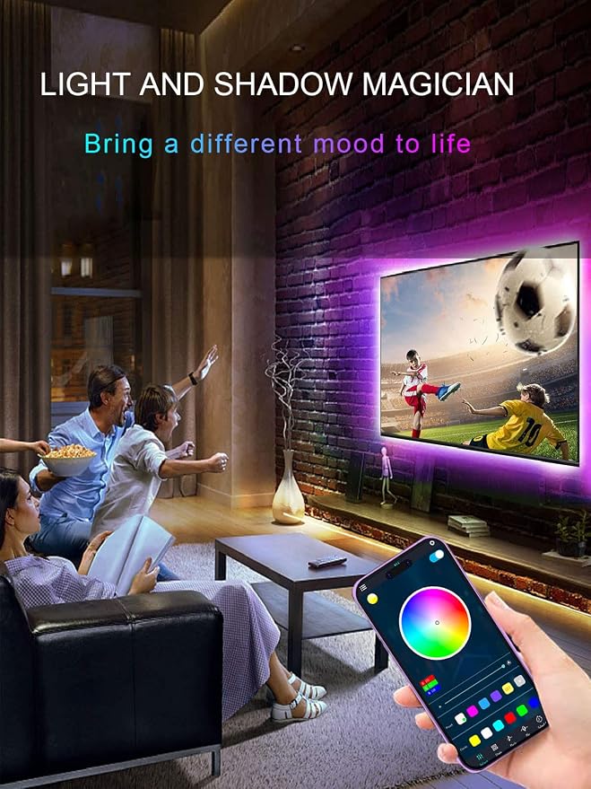 KANTUTOE LED Lights for TV, 16.4ft LED Lights for 45-75 Inch TVs, RGB TV Backlight Behind, Music Sync Bluetooth APP & Remote Control Strip Lights USB Powered for Bedroom, Gaming, Home Décor - Image 6