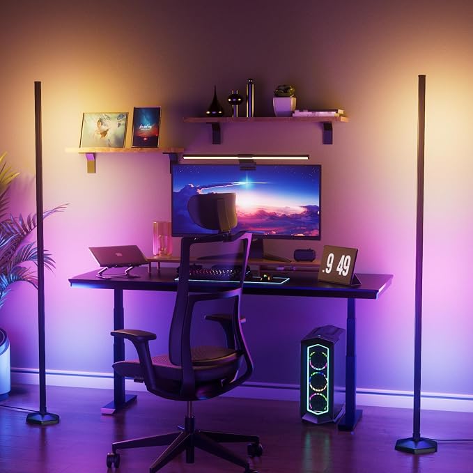 YIKBIK 2PCS RGB Floor Lamp, Bluetooth APP and Remote Control 65" Smart Modern Standing Lamp Music Sync 16 Million DIY Colors Changing LED Floor Lamp with Heavy Base for LivingRoom Bedroom GameRoom by YIKBIKSNeonSign