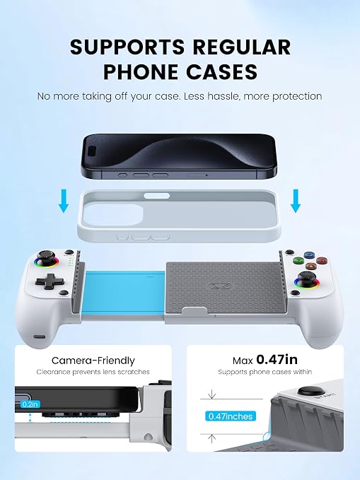Mocagen MC1 Phone Controller for iPhone & Android – Ergonomic Grip, Low Latency, Case Friendly, Bluetooth Mobile Controller with Hall Effect Joysticks, Turbo, Portable Travel Companion for Car/Leisure - Image 5