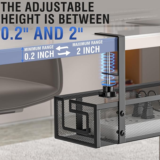 Under Desk Cable Management Tray, GZOKMOG 15.75" No Drill Cable Management, - Image 4