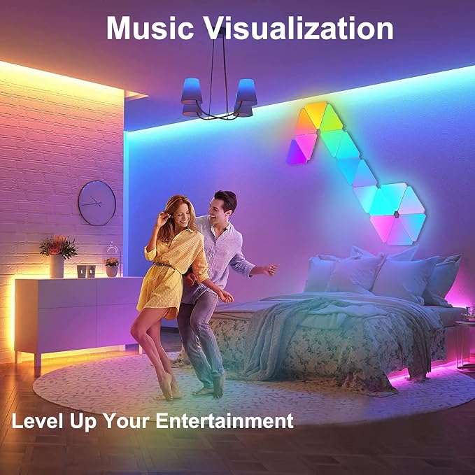 Triangle Lights LED Light Panels, Smart LED Wall Lights RGB Gaming Lights with Remote, Gaming Room Decor Work with Alexa Google Assistant,APP & Voice Control Music Sync for Bedroom/Streaming,9 Pack - Image 6
