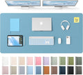 YSAGi Leather Desk Pad Protector, Office Desk Mat, Large Mouse Pad, Non-Slip PU Leather Desk Blotter, Laptop Desk Pad, Waterproof Desk Writing Pad for Office and Home (Sea Blue,55" x 24") by YSAGi