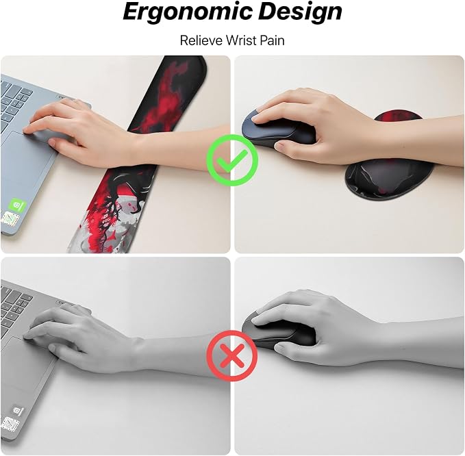 3-in-1 Large Gaming Mouse Pad Set, Anime Mouse Pad & Keyboard Wrist Rest, Memory Foam Ergonomic, Mountain Moon Scenery XL Desk Mat Set Suitable for Home Office,31.5 X 11.8 Inch - Image 6