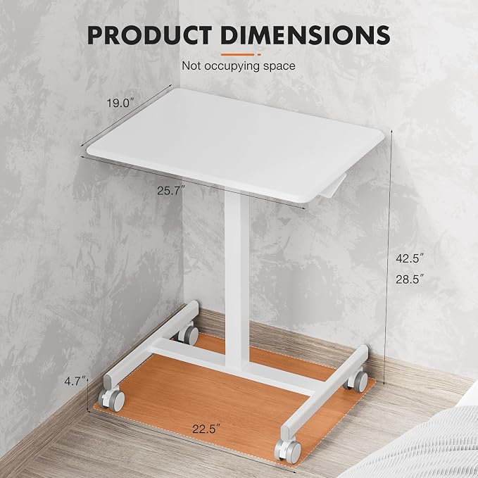 Sweetcrispy Mobile Rolling Desk, Small Standing Desk with Wheels - Image 3