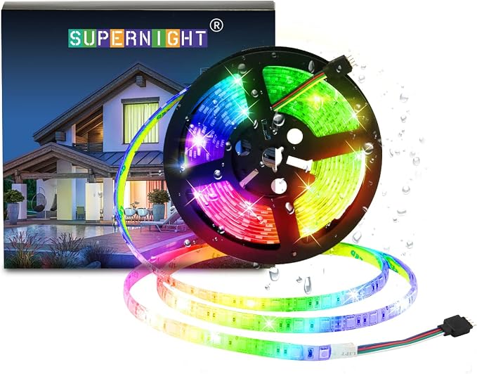 SUPERNIGHT LED Strip Lights Waterproof, RGB Color Changing 16.4ft 300LEDs by SUPERNIGHT