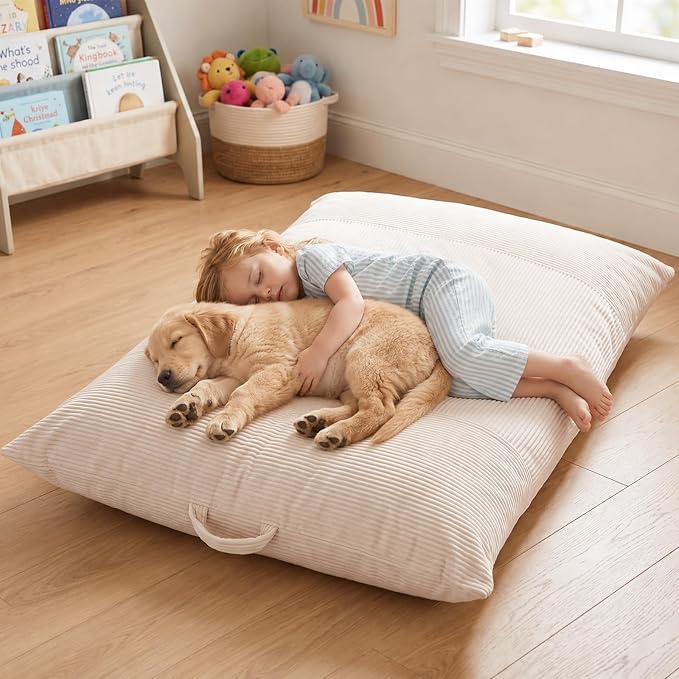HUGHEAVEN Comfy 3-in-1 Kids Bean Bag Chair, Removable Cover Floor Chair | Convertible chair folds from bean bag to lounger. High-density foam floor couch & sofa, perfect for gaming or reading nook. - Image 6