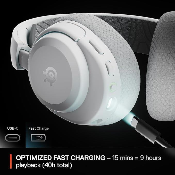 SteelSeries Arctis Nova 3P Wireless Multi-Platform Gaming Headset — Mobile App Control — 40 HR Battery — Neodymium Magnetic Drivers — 2.4GHz/Bluetooth — PS5, PS4, PC, Switch, Mobile — White - Image 4