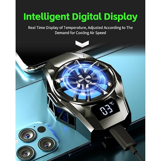 Cell Phone Cooler, RGB Semiconductor Cellphone Radiator with Digital Display, Portable Lightweight Magnetic Mobile Phone Cooling Fan for Gaming Sreaming Waching Videos - Image 5