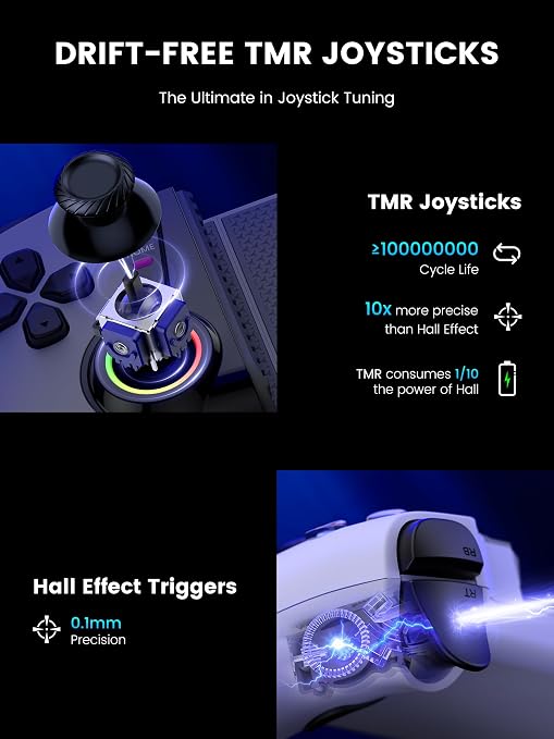 KICKDOT Mobile Gaming Controller with TMR Joysticks & Hall Triggers, No Drift Bluetooth Gamepad for iPhone (iOS)/Android/Switch 2/1/OLED - Wireless Controller for Xbox Cloud/Steam Link, RGB Light, Turbo Macro Back Buttons, Long Battery - Image 2