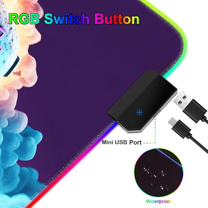 RGB Mouse Pad, Gaming Mousepad with 13 LED Light Modes | 31.5X11.8inch Large Mouse Mat, Gaming Mats for Desk with Non-Slip Rubber Base - Image 6