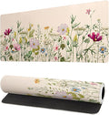 Flower Gaming Mouse Pad Large Mouse Pad for Keyboard and Mousepad Desk Mat with 3mm Non-Slip Base and Stitched Edge for Gaming and Office Computer Mat Protector Mat 27.6x11.8 Inch by Siski