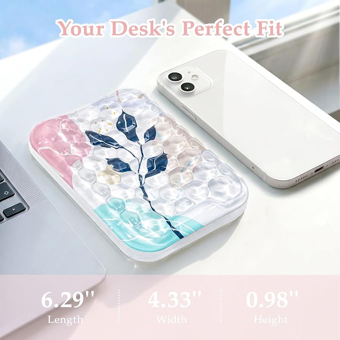 Ospelelf Desk Elbow Rest Pads, Gel Arm Rest Pad Support for Keyboard | Ergonomic Support for Computer Typing & Mouse, Office Home Use, Heat Resistant, Pink Plant - Image 5