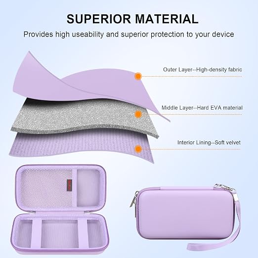 Elonbo Carrying Case for TEBIYOU/ WELLST·G/ TaddToy/ Beijue/ FAMILY POCKET/ CCTU/ X-JOYKIDS/ GREENCREEK/ Beico/ KAVOYI/ GuaiyeyeAP Handheld Game Console, Portable Electronic Gaming Player Bag, Purple - Image 6