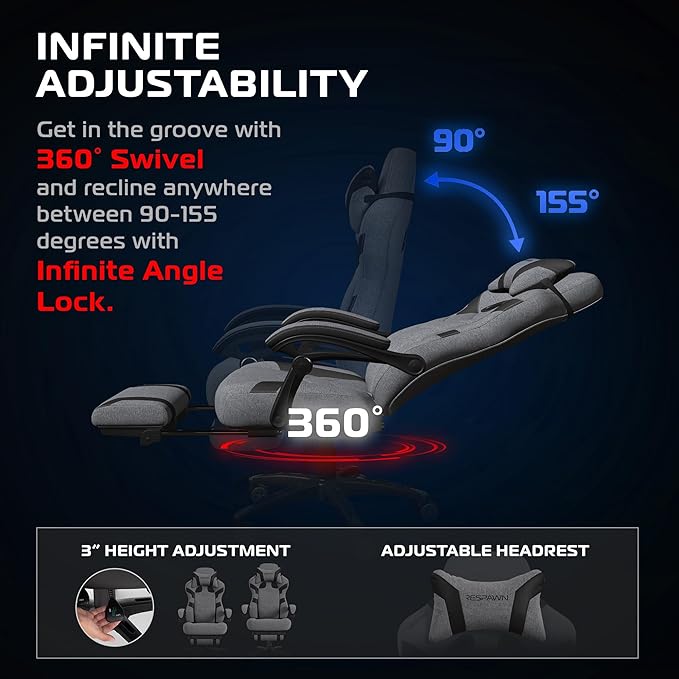 Respawn 110 Pro Ergonomic Gaming Chair with Footrest and Recline | Ergonomic office chair comfort with footrest, lumbar support & 155° recline for work, gaming and relaxing. - Image 4