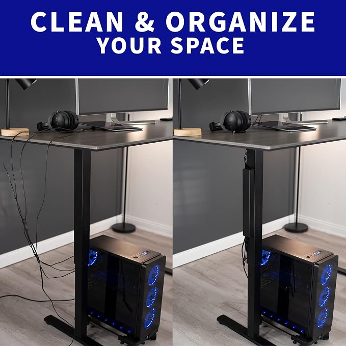 VIVO Black 14 inch Cable Management Channel for Desk Leg, DESK-AC01-1MB - Image 2