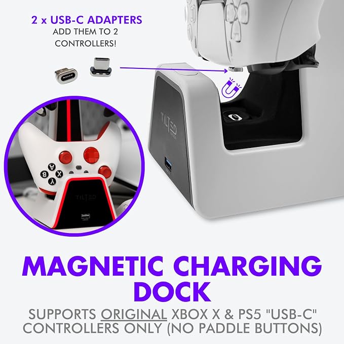 Tilted Nation Gaming Headset and Controller Stand | Premium PS5 Accessories (Clean Space with Charging Station) Headphone and Controller Holder for Desk, PlayStation 5, Xbox Game, - Image 4