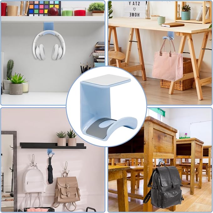 Blue Headphone Stand Hanger, Hanging Headset Holder Hook Under Desk | 1Pcs ABS Plastic Adhesive Earphones Hangers for Desk Headphone Hanger, Most Headphones and Controller - Image 5