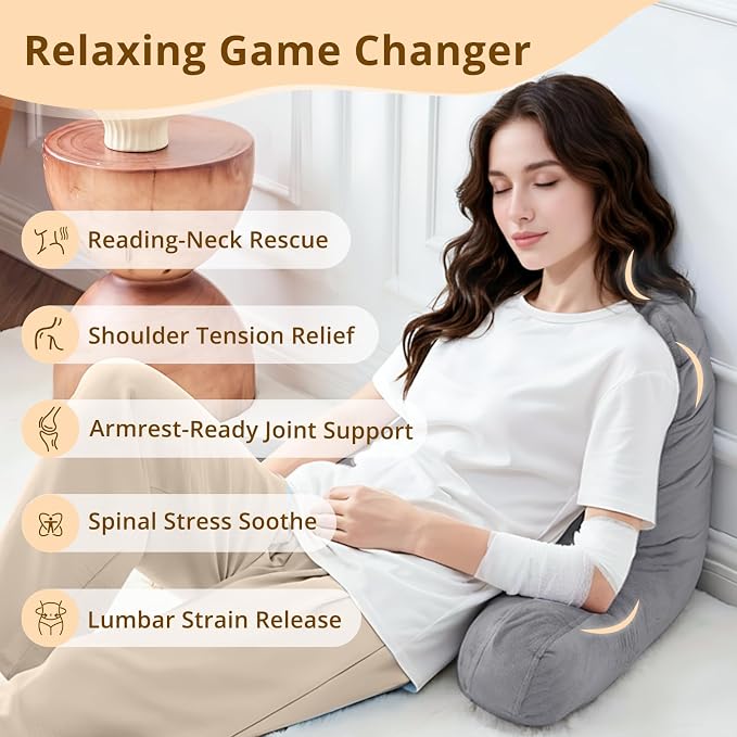 Sasttie Reading Pillows for Sitting in Bed Adult, Back Pillow Bed Sitting Up, Back-Rest Support Cushion for Sit Up on Couch, Sofa, and Floor, Dorm Essentials, Oeko-Tex Certified, Dark Grey (Pack of 2) - Image 6
