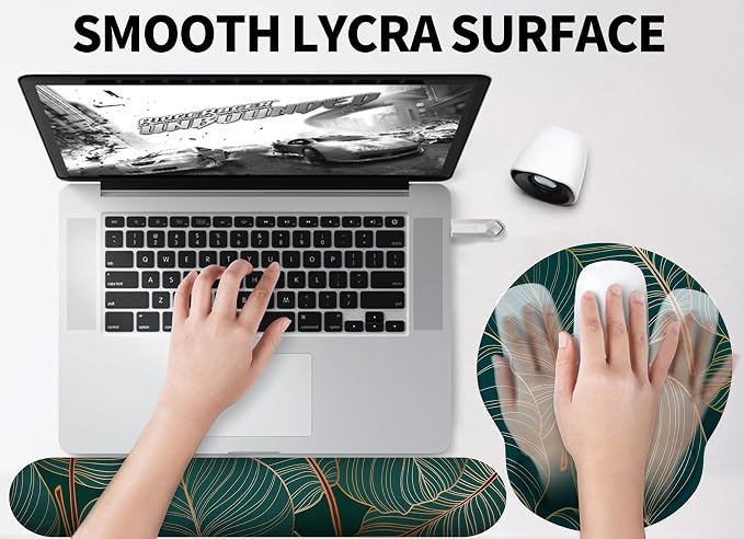 eulps Mouse Pad Wrist Support, Ergonomic Memory Foam Keyboard Wrist Pad & Gel Wrist Rest Set for Computer Keyboard for Easy Typing & Pain Relief for Office & Home (Tropical Plants Set) - Image 7