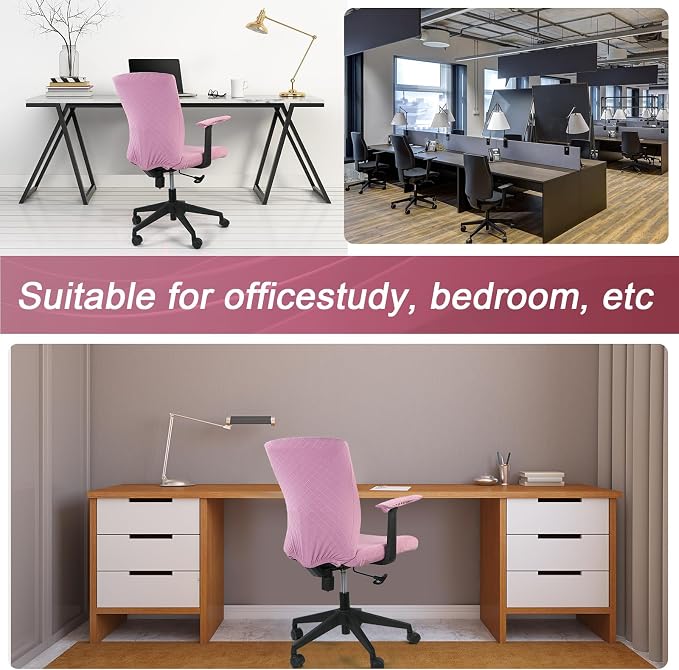 Tallew 4 Pcs Office Chair Covers Set Computer Universal Protective Stretchable Chair Seat Covers Desk Armrest Slipcovers Pads Office Cushion Backrest for Rotating(Light Purple) - Image 7