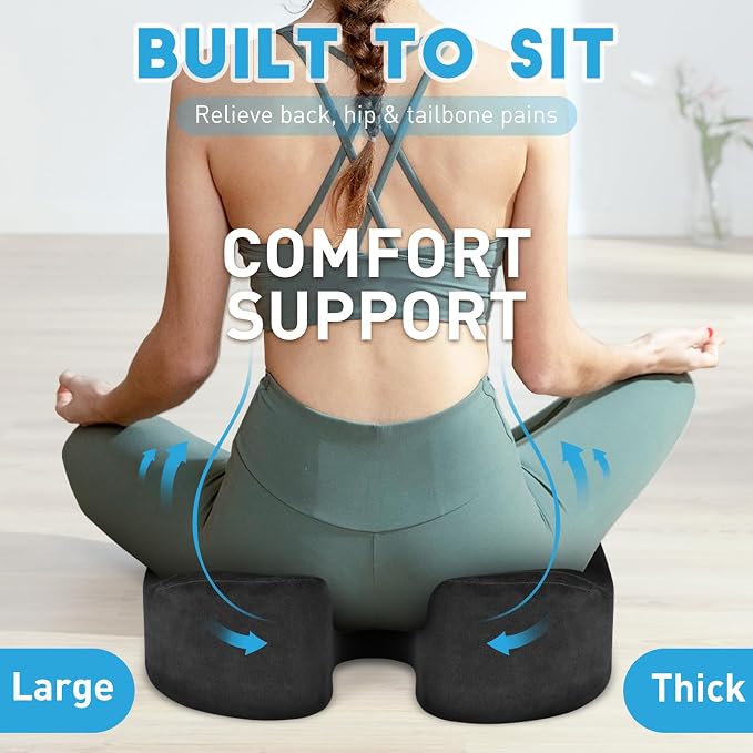 BlissTrends Extra Thick Seat Cushion for Office Chair & Car Seat, Grey | XX-Large Tailbone & Sciatica Relief, Ergonomic Support, High-Density Memory Foam, Comfort for Extended Sitting - Image 6