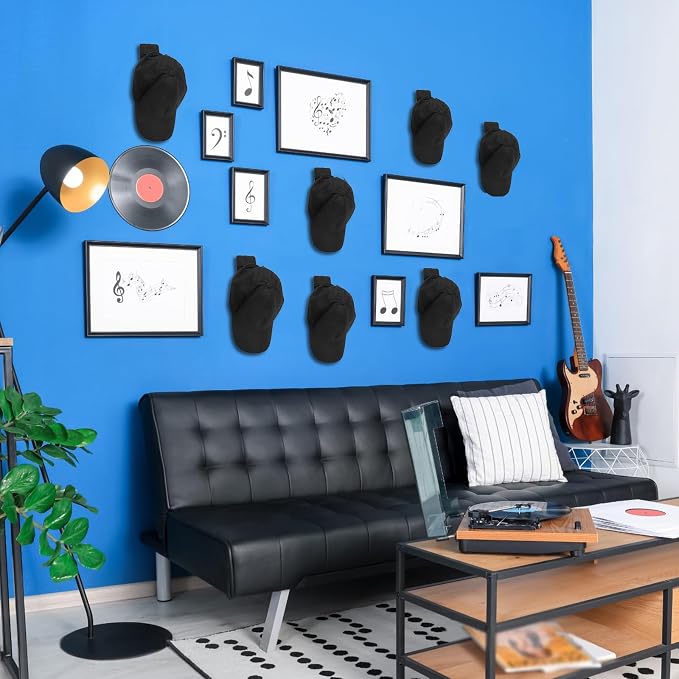 Wonderjune 60 Pcs Headphone Wall Hangers Adhesive Gaming Headset Holder Hooks for Wall Mount Strong Universal Stand Hooks for Most Headphone Controller, Hat, Baseball Caps, Door, Closet (Black) - Image 7