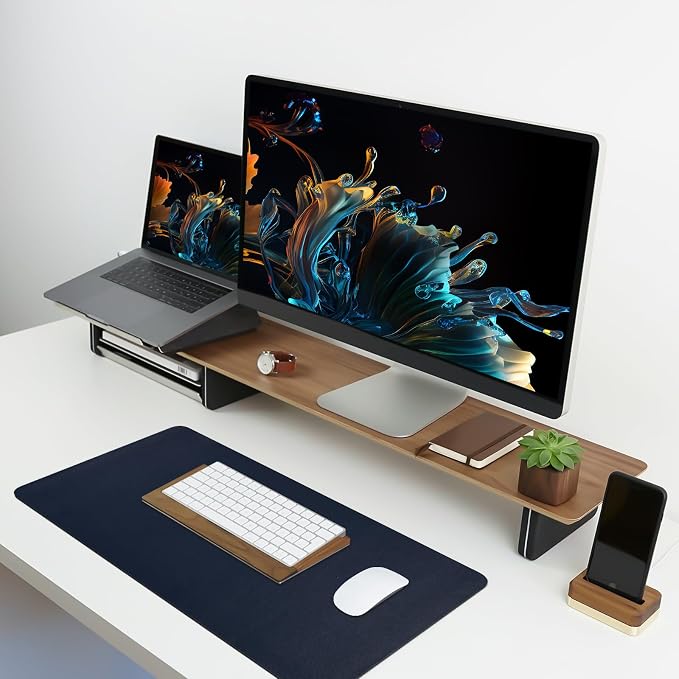 Leather Desk Pad Mat, Navy Blue Desk Mat, 23.6" x 13.7" | Non-slip and Waterproof Computer Mat, Desk Protector for Office/Home, Desk Accessories - Image 4