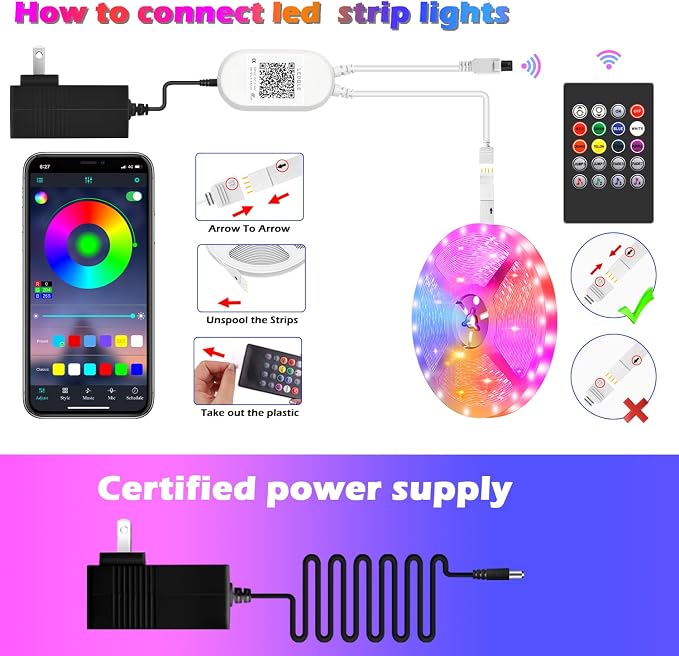 LETIANPAI Led Strip Lights, 82ft/25m Long Smart Led Light Strips Music Sync 5050 RGB Color Changing Rope Lights,Bluetooth APP/IR Remote/Control Led Lights for Bedroom,Home Decoration,Party,Festival - Image 7