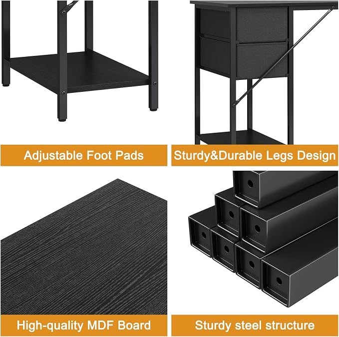 Grandder Computer Desk with 4 Drawers, 47 Inch Office Desk with Storage, Gaming Desk with CPU Shelves, Writing Desk Work Desk for Home Office, Study, Bedroom, Work from Home, Black - Image 6