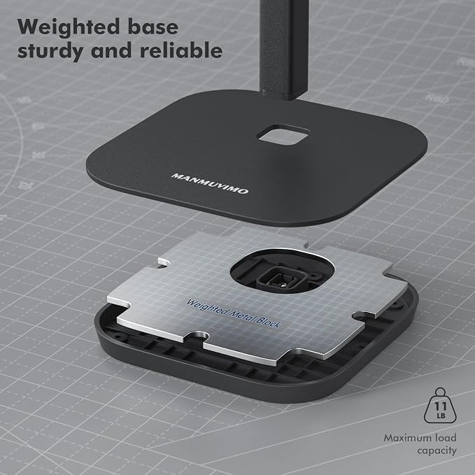 Headphone Stand, Desktop Headset Holder Heavy Base Desk Earphone Stand Aluminum Gaming Headset Hanger Rack for AirPods Max, AirPods, AirPods Pro, Sony, Beats, Bose, Razer and More(Black) - Image 4