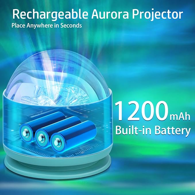 Northern Lights Projector, Rechargeable 16 Color Aurora Night Light Projector Mood Lighting with Dimmable & Remote Control for Bedroom Kids Teen Girl Gift Room Decor - Image 5
