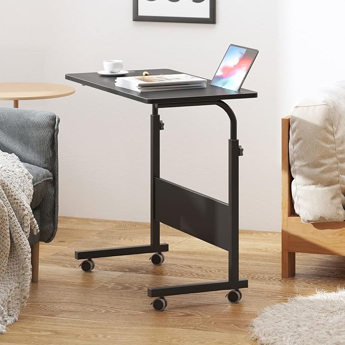 DlandHome 31.5 Inches Rolling Desk with Wheels Adjustable Height, Black - Image 7