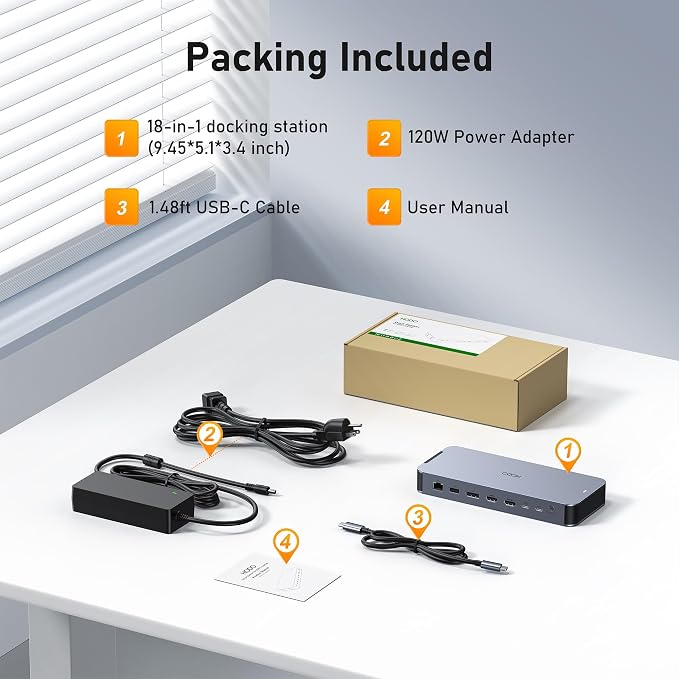 Laptop Docking Station with 120W Power Adapter,Docking Station Dual Monitor - Image 9