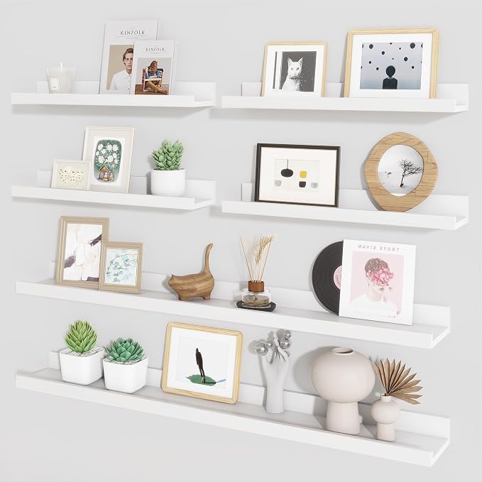 Picture Ledge Shelf, Floating Shelves for Wall Decor, White, Set of 6, 36'' by Axeman