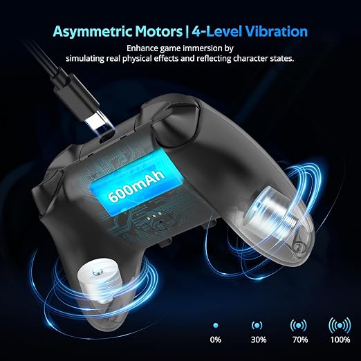 C8 PC Controller - Wireless Bluetooth Gamepad - Hall Effect Joystick RGB Backlit - 1000Hz Polling Rate -Dual Vibrate Macro Buttons for PC, Switch, Switch 2, Steam Deck, Android, iOS, MAC &Tesla Charging Dock - Image 6