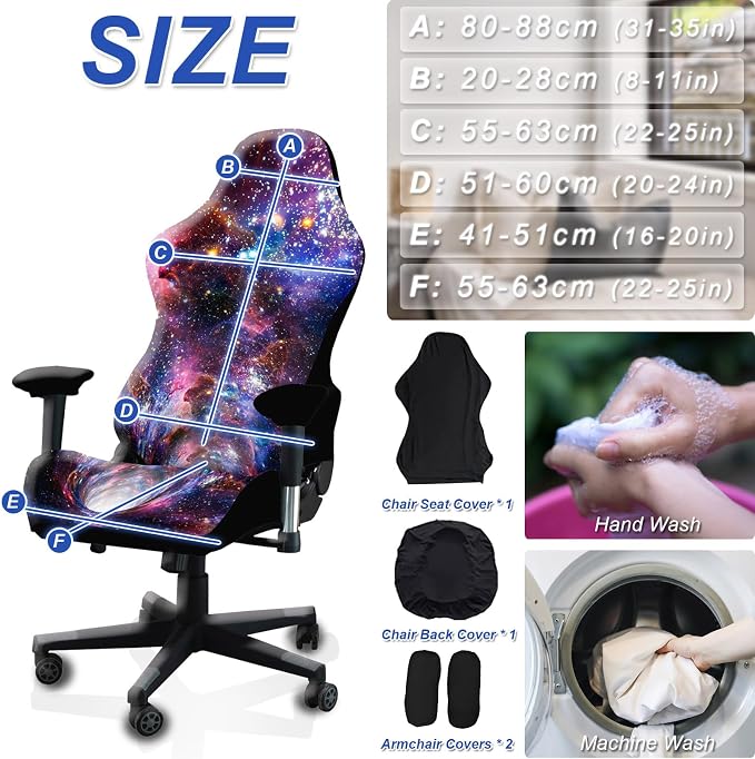 Gaming Chair Covers, 3D Printing Stretch Fit Scratch Resistant | Easy to install, Soft Breathable, Cat Scratch Proof, Washable Gaming Chair Seat Cover with Armrest Cover (No Chairs)(E) - Image 6