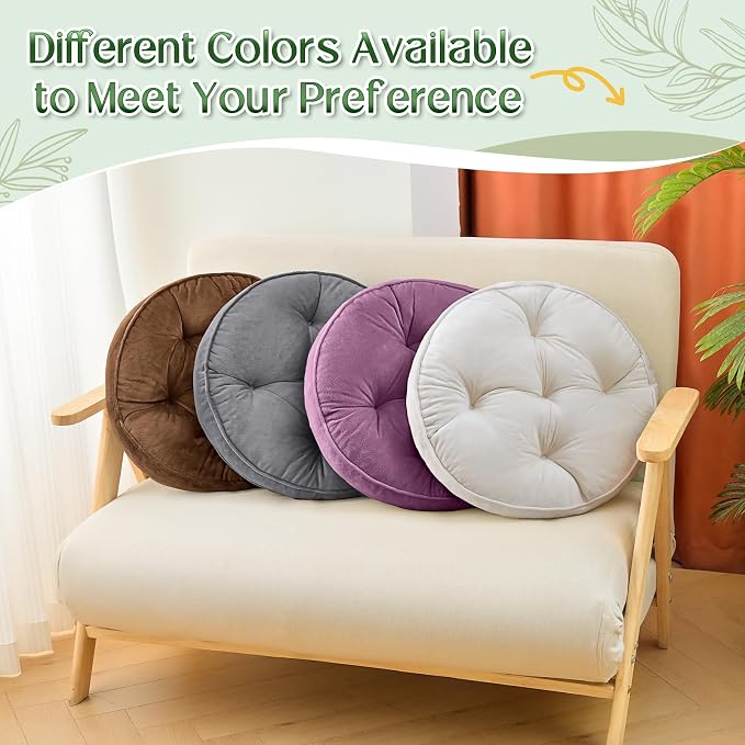 1 MIDDLE ONE Floor Pillow Set of 2, Memory Foam Meditation Cushion, Floor Cushions for Adults Sitting, Large Round Seat Cushions for Yoga, Living Room, 20x20 Inch (Round | Pearly Purple) - Image 5