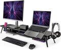 Fenge 42.5-Inch Monitor Stand Riser with Laptop, Phone & Headphone Holders | 10° Adjustable Laptop Holder, 2-Tier Storage, Dual Monitor or Monitor-Laptop Setup, Ideal for Multitasking, Gaming, Streaming by Fenge
