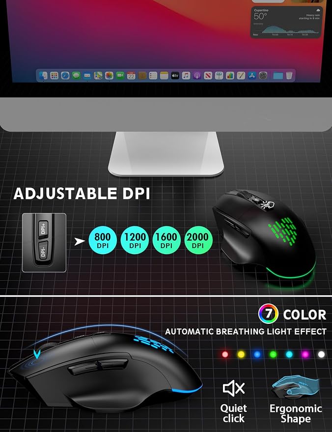 SABLUTE Wireless Keyboard and Mouse Combo, Large Print Backlit Scissor Keys - Image 7