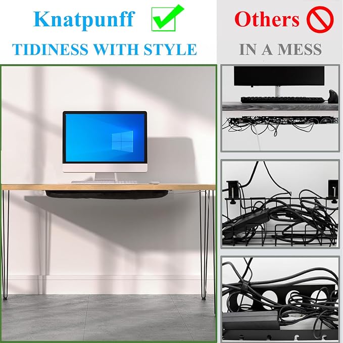 Under Desk Cable Management Net, Heavy-Duty Mesh Desk Wire Organizer, Large Capacity Under Desk Cord net for Home Office & Gaming Setup, Adjustable & Sturdy Cable Management net - Image 5